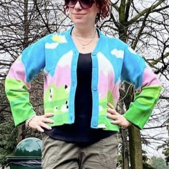 Native youth, oversized, landscape, cardigan, size small - Picture 5 of 5